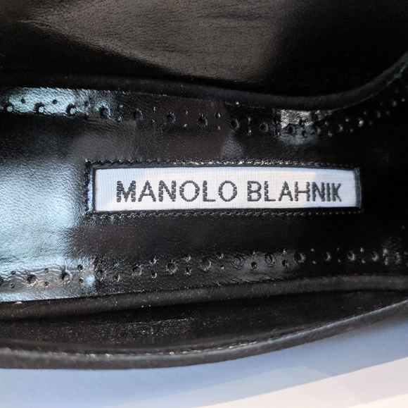 SOLD❌Manolo Blahnik Black Leather Serba Bow Pumps - Picture 4 of 8